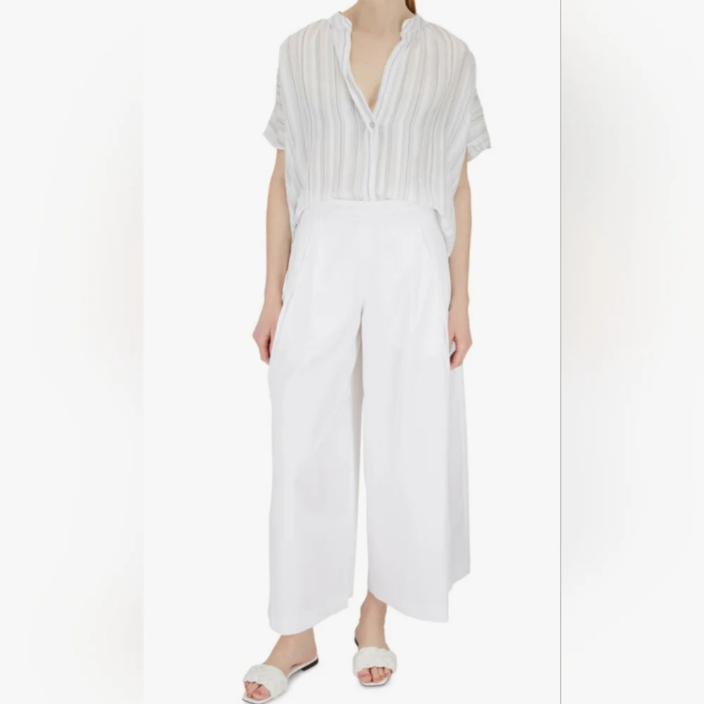 Vince Optic White Pleated Culotte Size 0